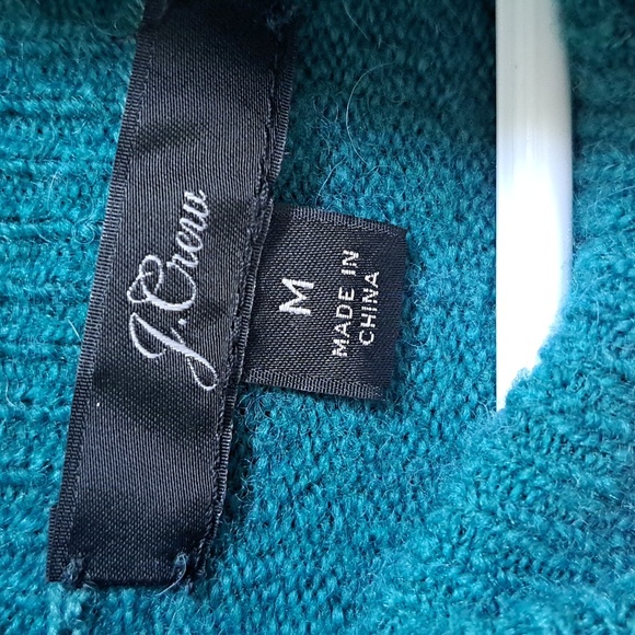 J. Crew Teal Merino Wool/Alpaca Balloon Sleeve Dress. Size Medium - Picture 8 of 10